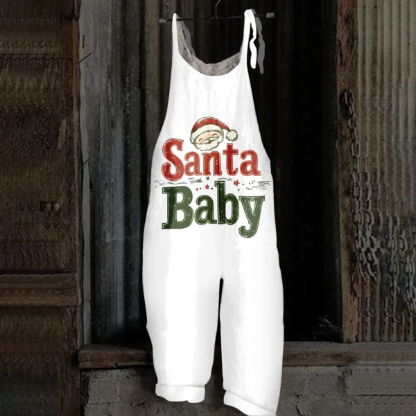 Women's Shoulder Strap Print Christmas Loose Vintage Jumpsuit Casual - Image 28