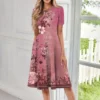 Women's Loose Casual And Fashionable Round Neck Short Sleeved Printed Mid - Image 31