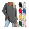 Women's shirt loose collar solid color women's top - Image 21