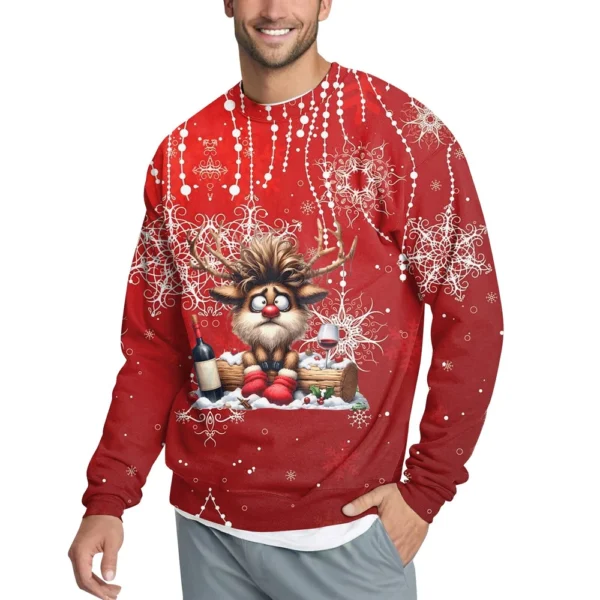 Men's Casual Fashion Comfortable Christmas Printed Round Neck Pullover - Image 47