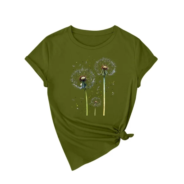 Women's Loose Daily Casual Round Neck Short Sleeved Fashion Printed T-Shirt - Image 8