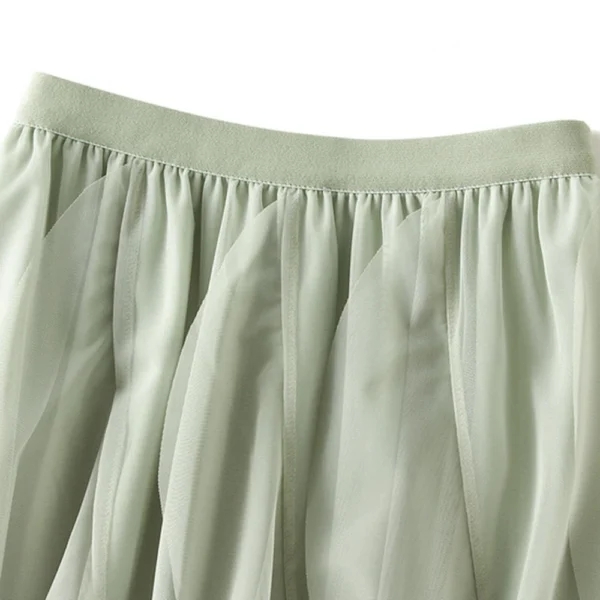 Women's Fashion Casual Solid Color High Waist Ruffle Splicing Mesh Half-body - Image 12