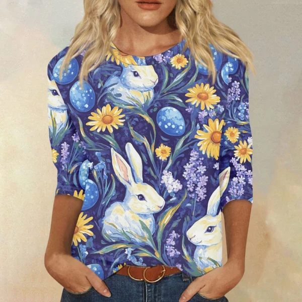 Women's Loose Printed Casual Round Neck Short Sleeved Daily Fashion T-Shirt - Image 31