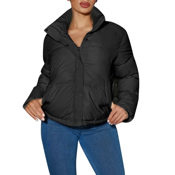 Women's Short Winter Warm Cotton Jacket Single Breasted Zipper Jacket - Image 17