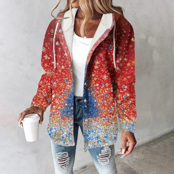 Women's Coat Casual And Fashionable Composite Thick And Warm Printed Hooded - Image 37