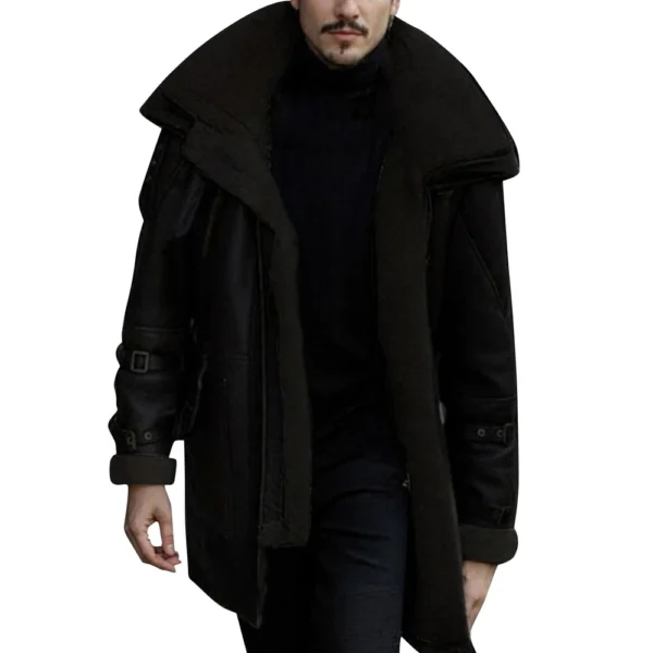 Fall And Winter Jacket Thickened Warm PU Leather Coat Men's Fleece Coat Trend - Image 11