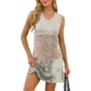 Women's V-neck Summer Casual Beach Vacation Women's Sleeveless Vintage Print - Image 37