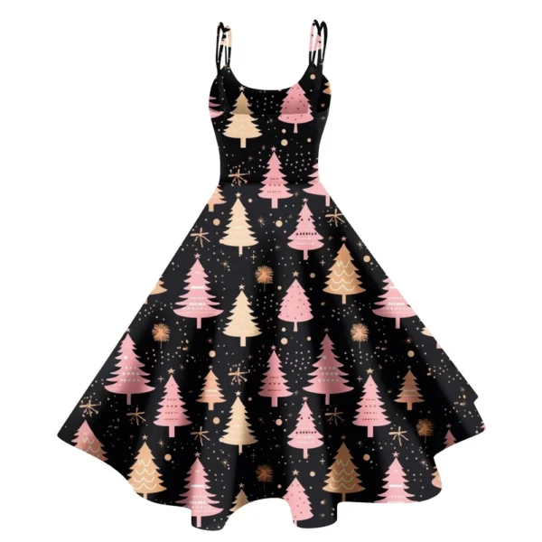 Women's Printed Strapless Christmas Fashion Gothic Cocktail Sexy Dress Punk - Image 11