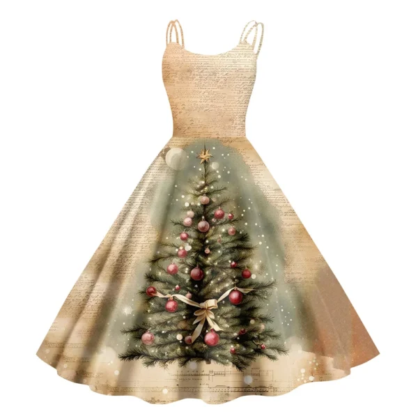Women's Gothic Cocktail Strapless Christmas Printed Punk Sexy Dress Fashion - Image 14