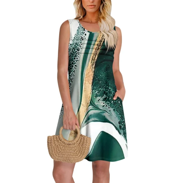 Womens Summer Dresses Loose  Sleeveless Sundresses Dress With Pockets - Image 8
