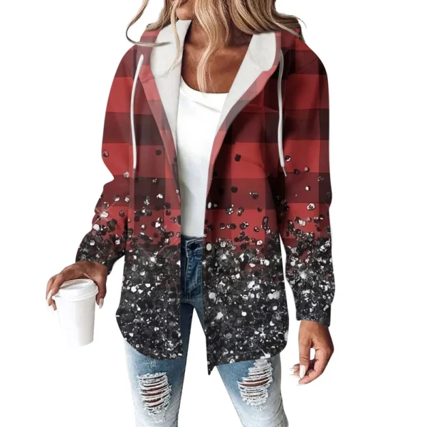 Women's Coat Casual And Fashionable Composite Thick And Warm Printed Hooded - Image 7