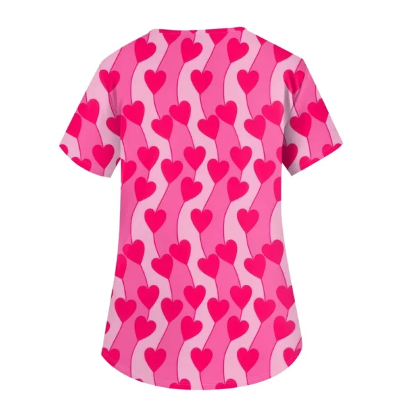 Women's Fashion V-neck Short Sleeve Workwear With Pockets Printed Tops - Image 10