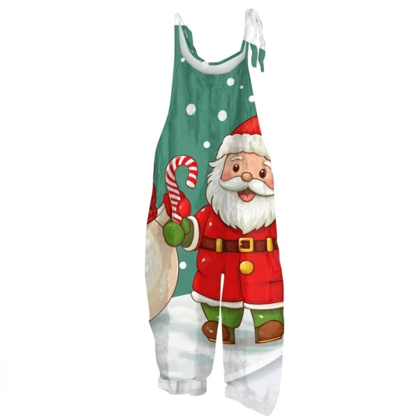 Women's Vintage Casual Print Loose Christmas Jumpsuit Shoulder Strap - Image 14