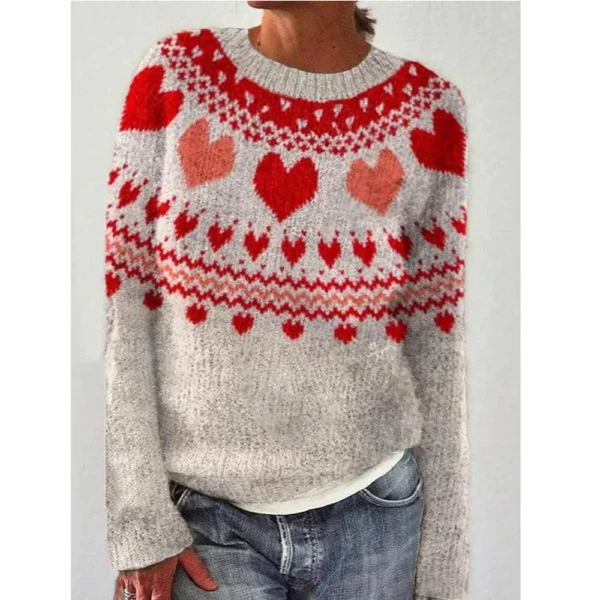 Women's Fashionable Casual Printed Round Neck Pullover Loose Long Sleeved - Image 25