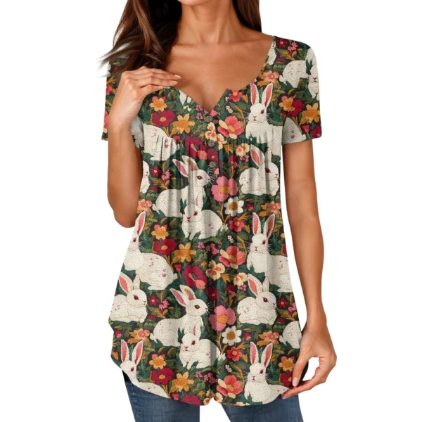 Women's Short Sleeved Fashion Printed Daily Round Neck Loose Casual T-Shirt - Image 2