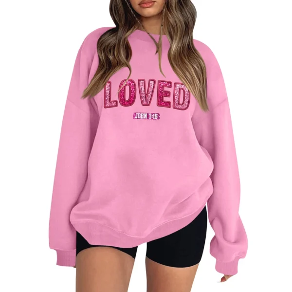 Women's T-shirt Tops Loose, Fashionable And Casual  Valentine's Day Print Round - Image 2