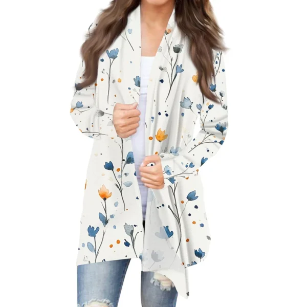 Women's Fashion Casual Vintage Floral Printed Mid-Length Cardigan Jacket - Image 8
