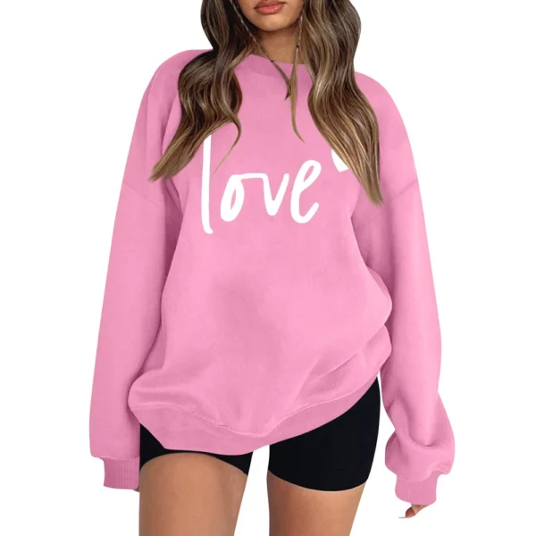 Women's T-shirt Tops Loose, Fashionable And Casual  Valentine's Day Print Round - Image 29