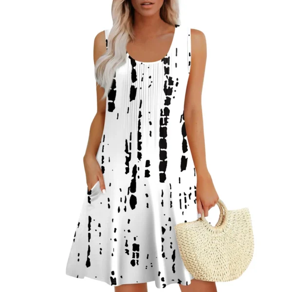 Womens Summer Dresses Loose  Sleeveless Sundresses Dress With Pockets - Image 35