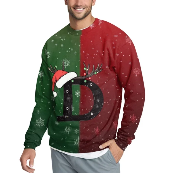 Men's Casual Fashion Comfortable Christmas Printed Round Neck Pullover - Image 23