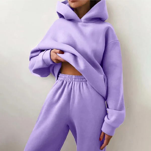 Women's casual long sleeve hoodie pant suit - Image 30