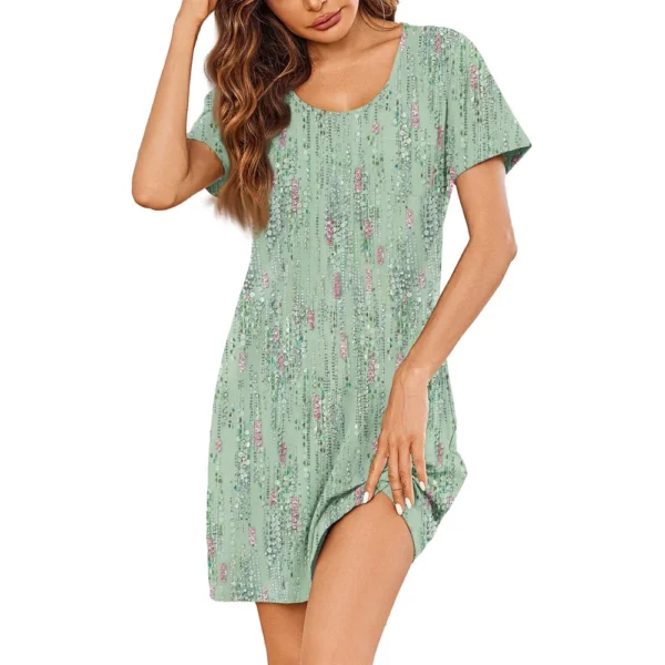 Womens Summer Dresses Short Sleeve Linen Casual T-Shirt Dresses Swing Beach - Image 26