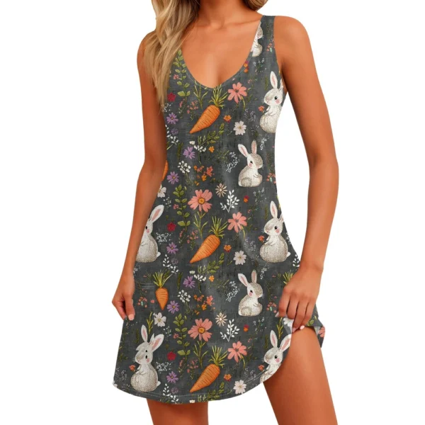 Women's Floral Print Dress, Vest, Skirt With Pockets, Beach Skirt, V-Neck Vest - Image 10