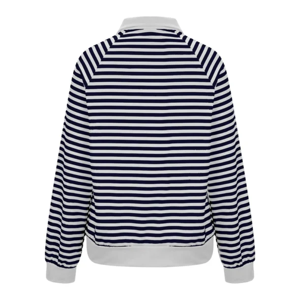Women's Loose Casual Striped Lapel Cardigan Pocket Long Sleeved Jacket fall - Image 10