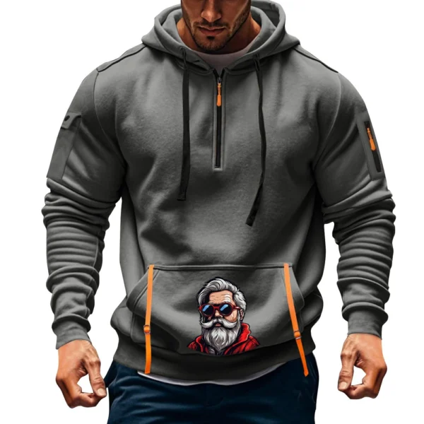 Men's Printed Sweatshirt Hoodie Zipper Arm Pocket Cardigan Men's Sports Large - Image 19