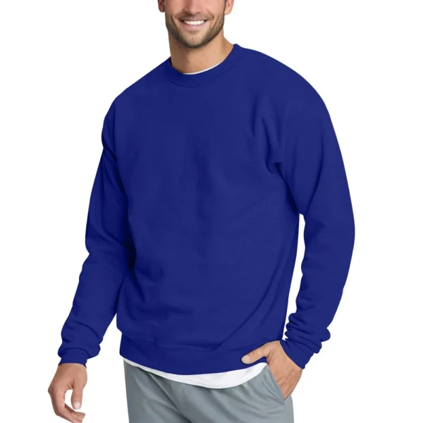 Men's Casual Fashion Comfortable Solid Color Round Neck Pullover Sweatshirt - Image 23