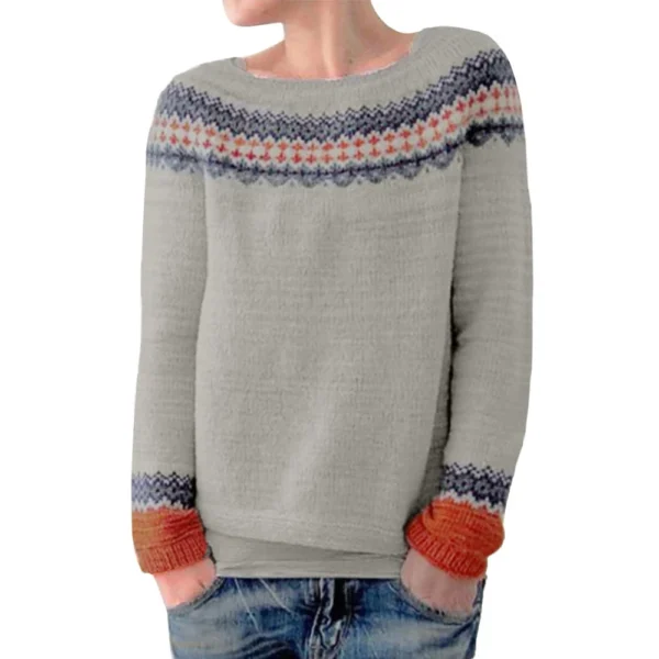 Women's Fashionable Casual Printed Round Neck Pullover Loose Long Sleeved - Image 23