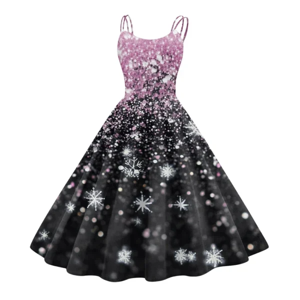 Women's Gothic Cocktail Punk Strapless Printed Christmas Sexy Dress Fashion - Image 4