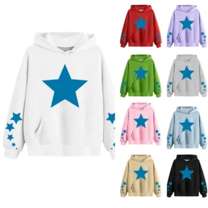Women's Fashionable Loose Fitting Hooded Pullover, Long Sleeved Sportswear,