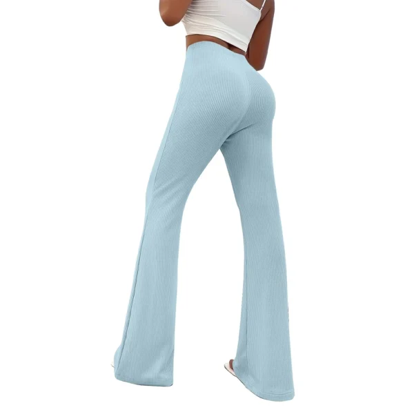 Womens Fashion Stripe Loose Solid Sweatpants Casual Trousers Bell Bottom Yoga - Image 36
