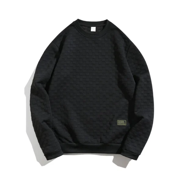 Fall And Winter Men's Hoodie Heavy Plaid Loose Casual Pullover Round Neck Shirt - Image 12