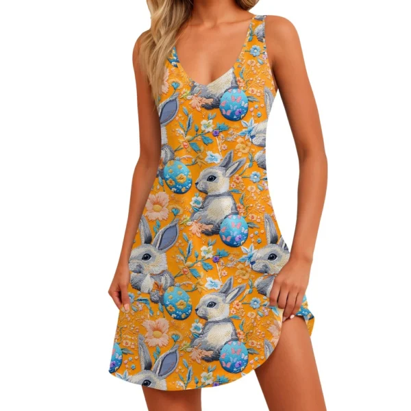 Women's Floral Print Dress, Vest, Skirt With Pockets, Beach Skirt, V-Neck Vest - Image 6