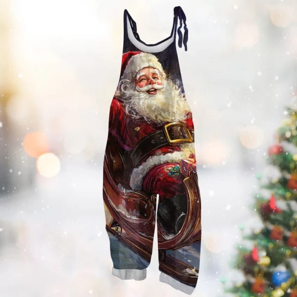 Women's Vintage Casual Print Loose Christmas Jumpsuit Shoulder Strap - Image 28