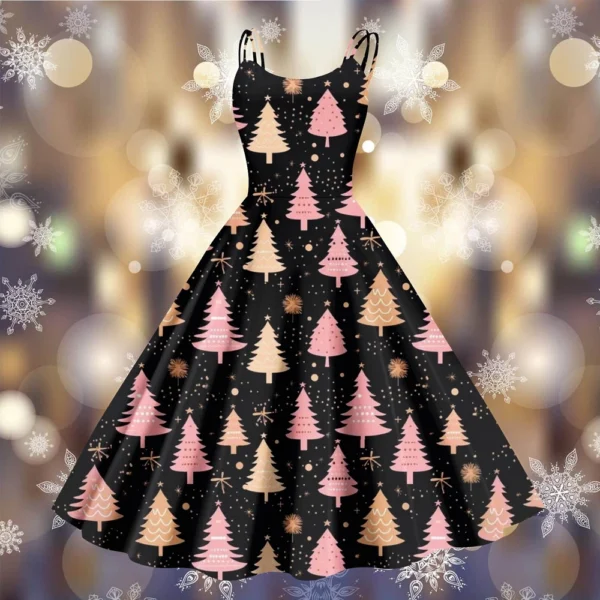 Women's Printed Strapless Christmas Fashion Gothic Cocktail Sexy Dress Punk - Image 16
