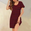 Womens Summer Dresses Short Sleeve Linen Casual T-Shirt Dresses Swing Beach - Image 19