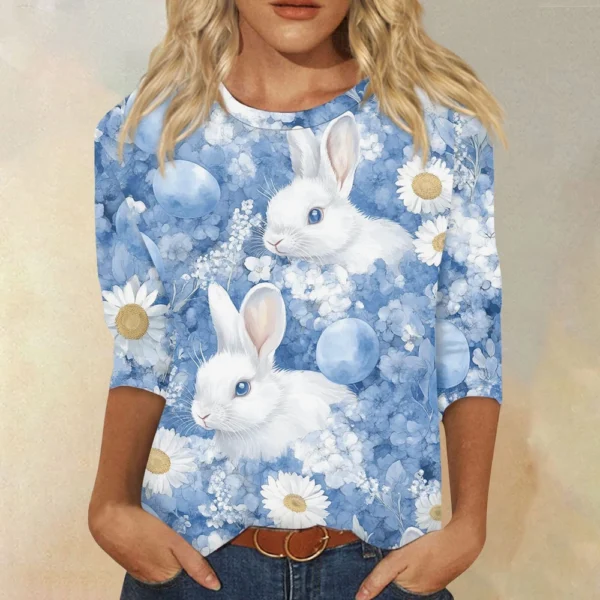 Women's Loose Printed Casual Round Neck Short Sleeved Daily Fashion T-Shirt - Image 34