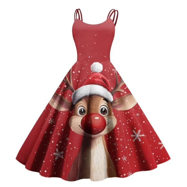 Women's Punk Strapless Printed Gothic Cocktail Sexy Fashion Dress Christmas - Image 19