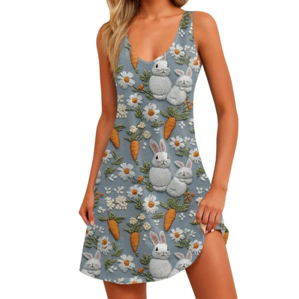 Women's Floral Print Dress, Vest, Skirt With Pockets, Beach Skirt, V-Neck Vest - Image 26