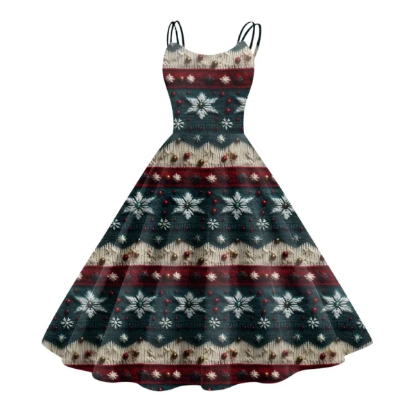 Women's Printed Strapless Gothic Cocktail Punk Sexy Fashion Dress Christmas - Image 9
