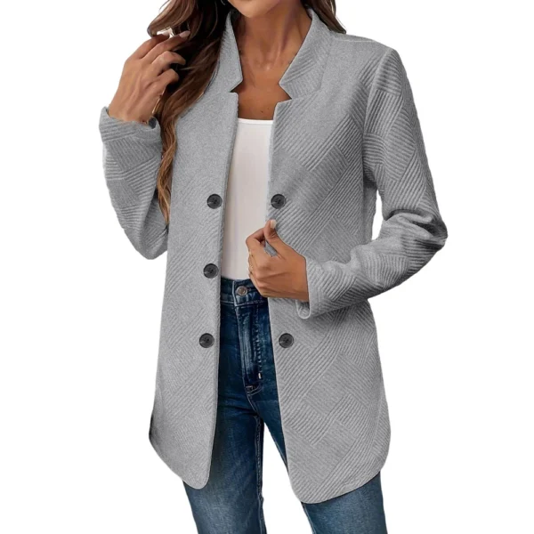 Women's Solid Color Medium Long Casual Cardigan Knitted With Loose Sweater Coat - Image 4