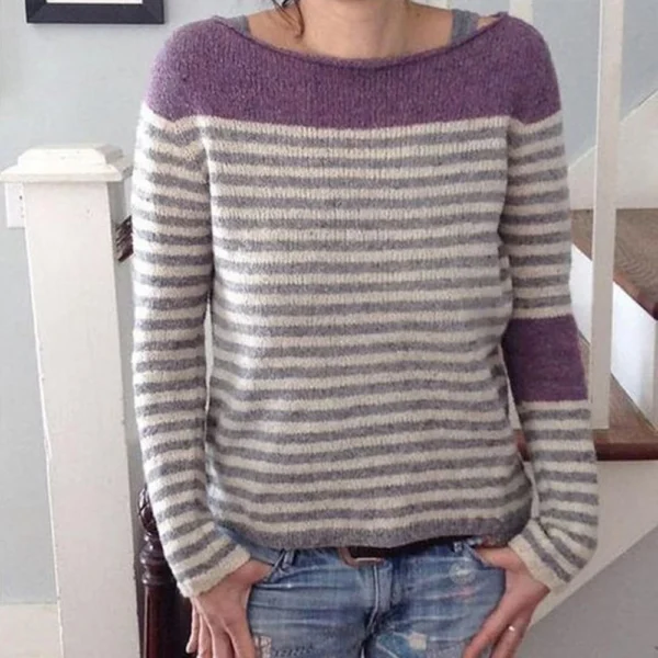 Women's Fashionable Casual Printed Round Neck Pullover Loose Long Sleeved - Image 16