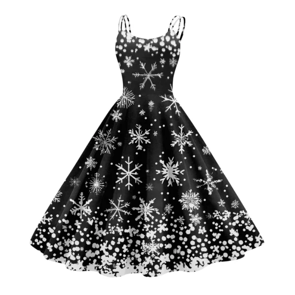 Women's Gothic Cocktail Punk Strapless Printed Christmas Sexy Dress Fashion - Image 9