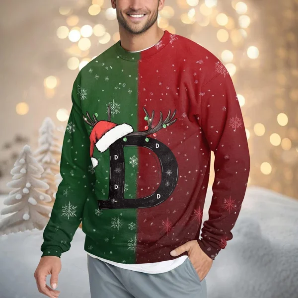 Men's Casual Fashion Comfortable Christmas Printed Round Neck Pullover - Image 22