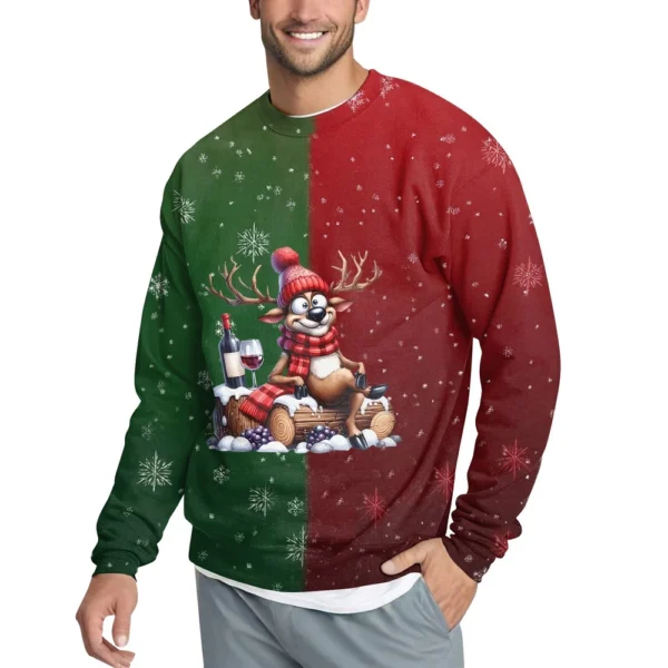 Men's Casual Fashion Comfortable Christmas Printed Round Neck Pullover - Image 38