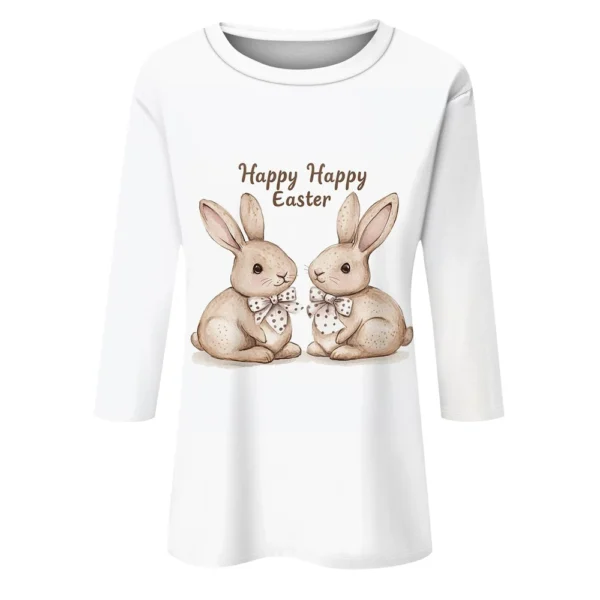 Women's Printed Basic Easter Fashion Tops Casual Plus Size 3/4 Sleeve Pullover - Image 12