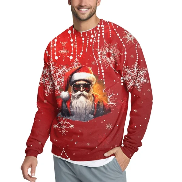 Men's Casual Fashion Comfortable Christmas Printed Round Neck Pullover - Image 7